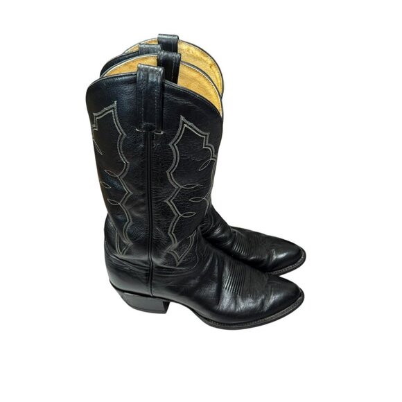 Tony Lama Vinatge Men’s Black Leather Western Cowboy Boots Size 9D Style 2964 - Picture 11 of 12